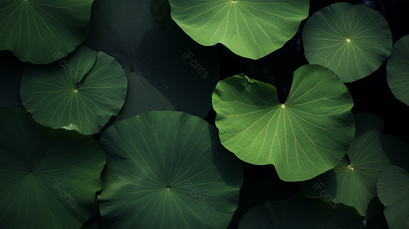 绿色背景小暑盛夏的荷塘里睡莲叶子摄影图,高清,摄影图,摄影图片,图片大全,摄影图免费下载